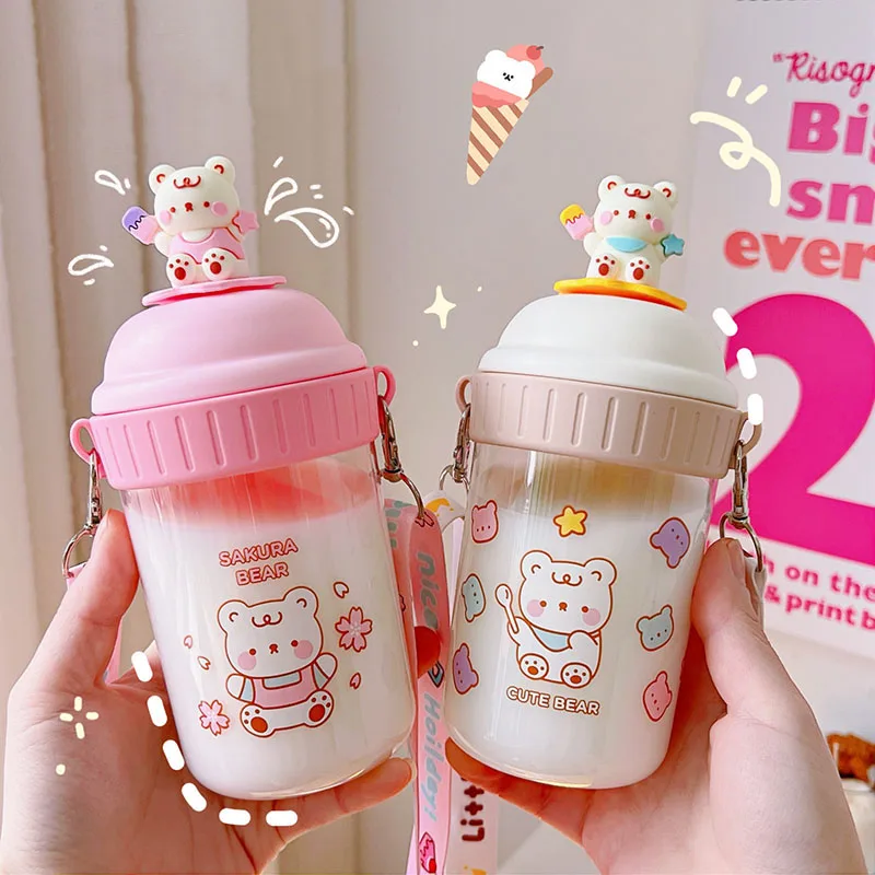 400 ML Kawaii Bear Pastel Water Bottle Cute Kids Girls School