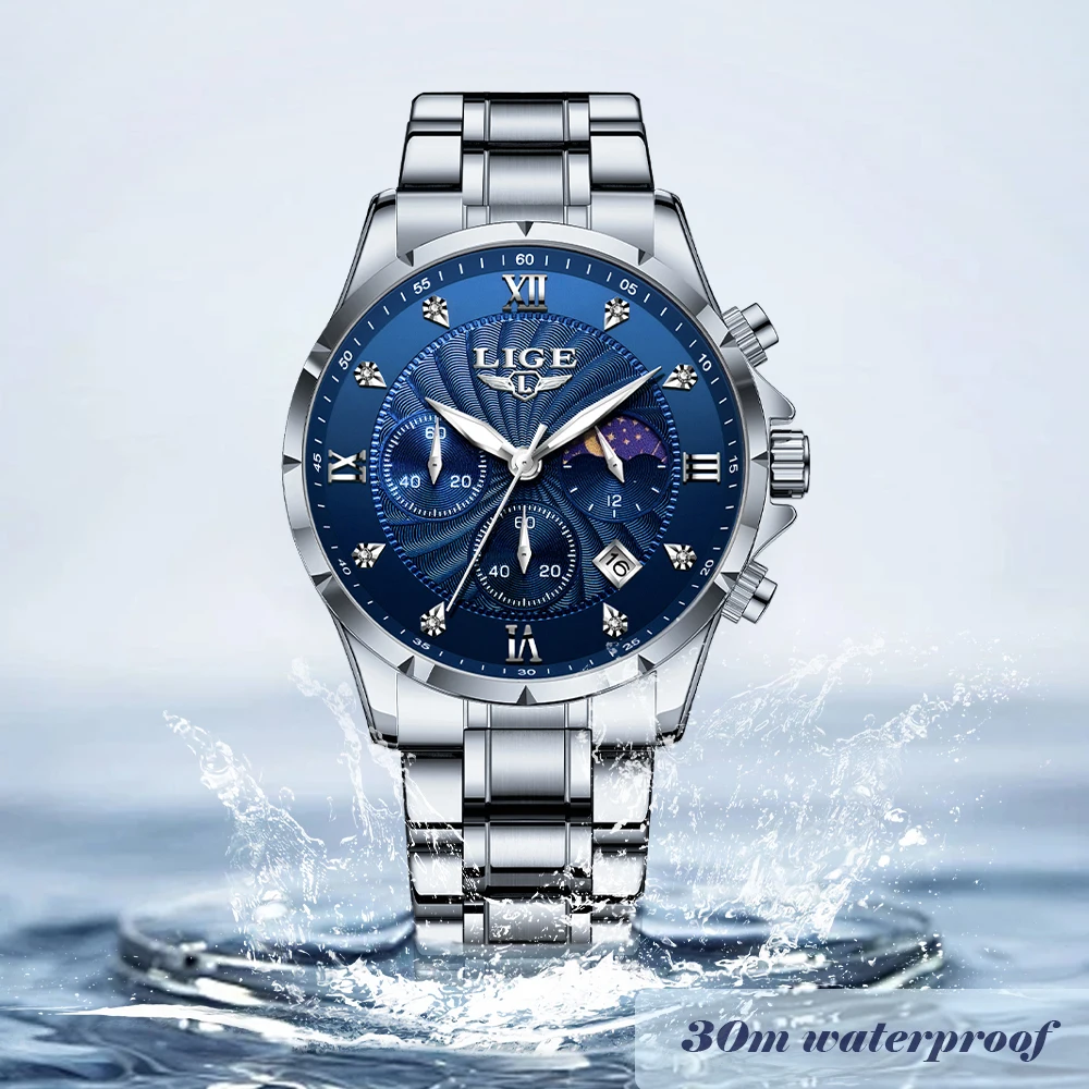 Luxury Brown Leather Men's Quartz Sports Watch - Waterproof Casual Timepiece by LIGE