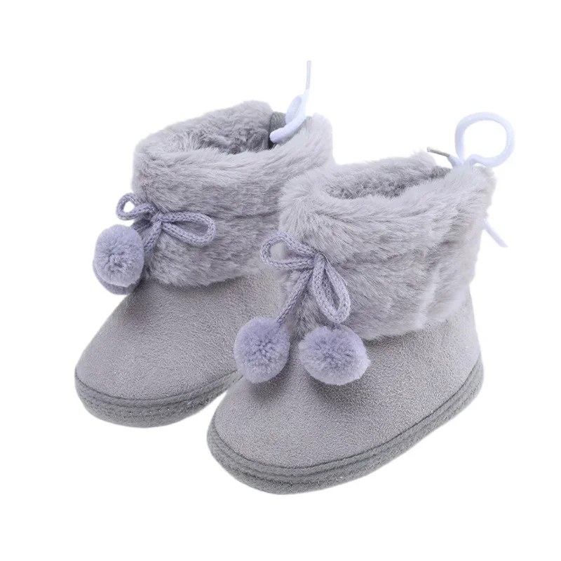 Winter Baby Boots Pompom Plus Velvet Snow Booties Baby Shoes Warm baby Girl Shoes Soft Sole Indoor Walking Shoe 1