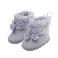 Winter Baby Boots Pompom Plus Velvet Snow Booties Baby Shoes Warm baby Girl Shoes Soft Sole Indoor Walking Shoe 1