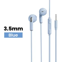 High - Quality Wired Headphones with Built - In Microphone and Versatile Connectivity (Blue 3.5MM)