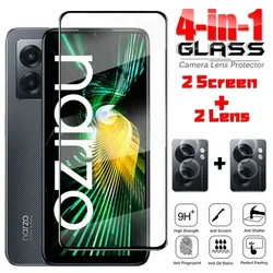 Premium Tempered Glass Screen Protector for 2 Glass and 2 Lens (Narzo 50i Prime)