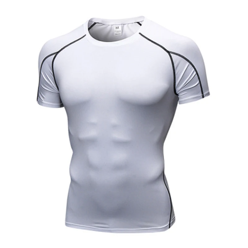 T-shirt sportive da uomo di alta qualità T-shirt termiche a maniche corte mimetiche Camicie a compressione cool Top sportivi T-shirt da palestra da corsa - immagine 2