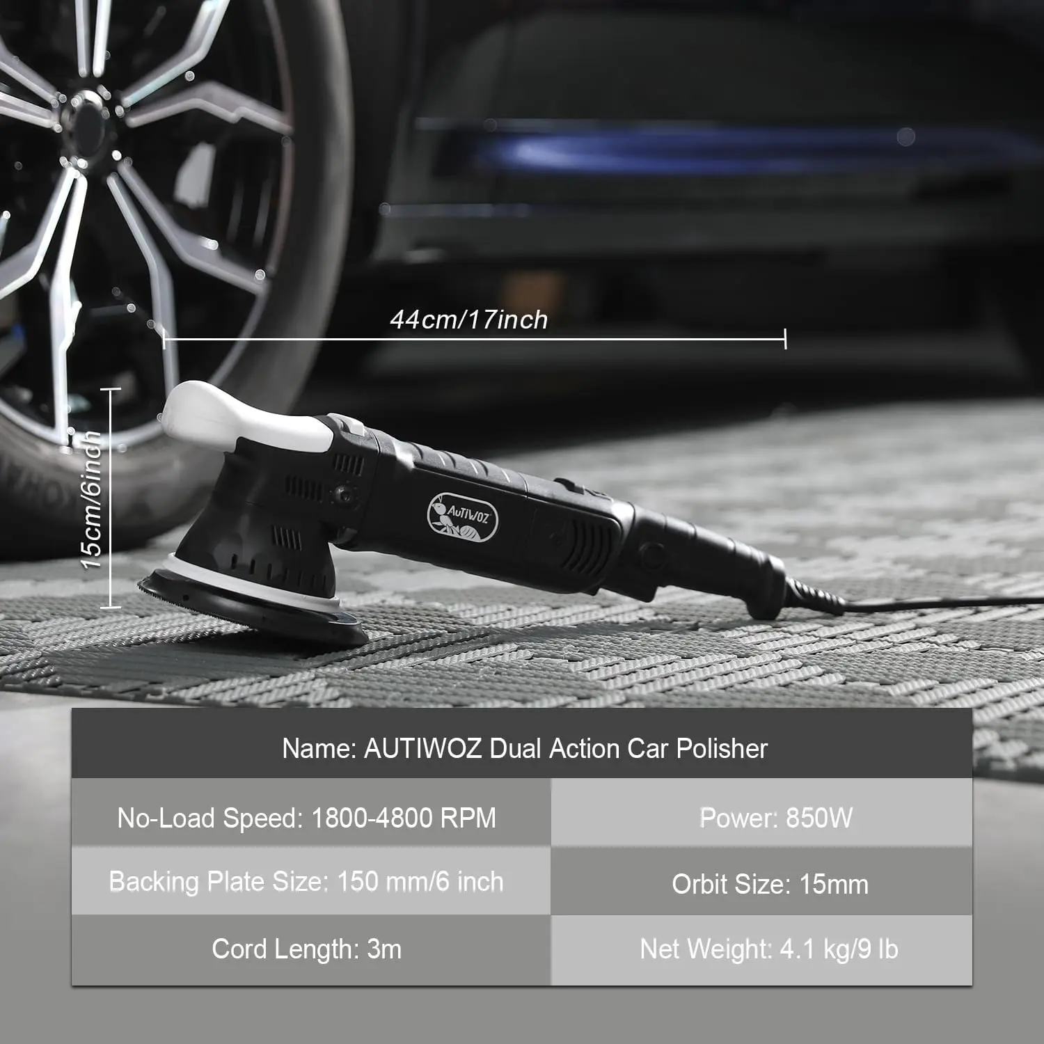 AUTIWOZ Car Polisher 6Inch Dual Action Polisher for Car Detailing Random Orbital with 6 Variable Speeds DA car polisher