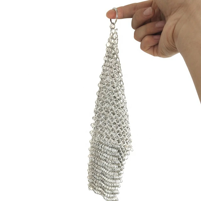 Cast Iron Chainmail Scrubber 316L Stainless Steel Rectangle Chain