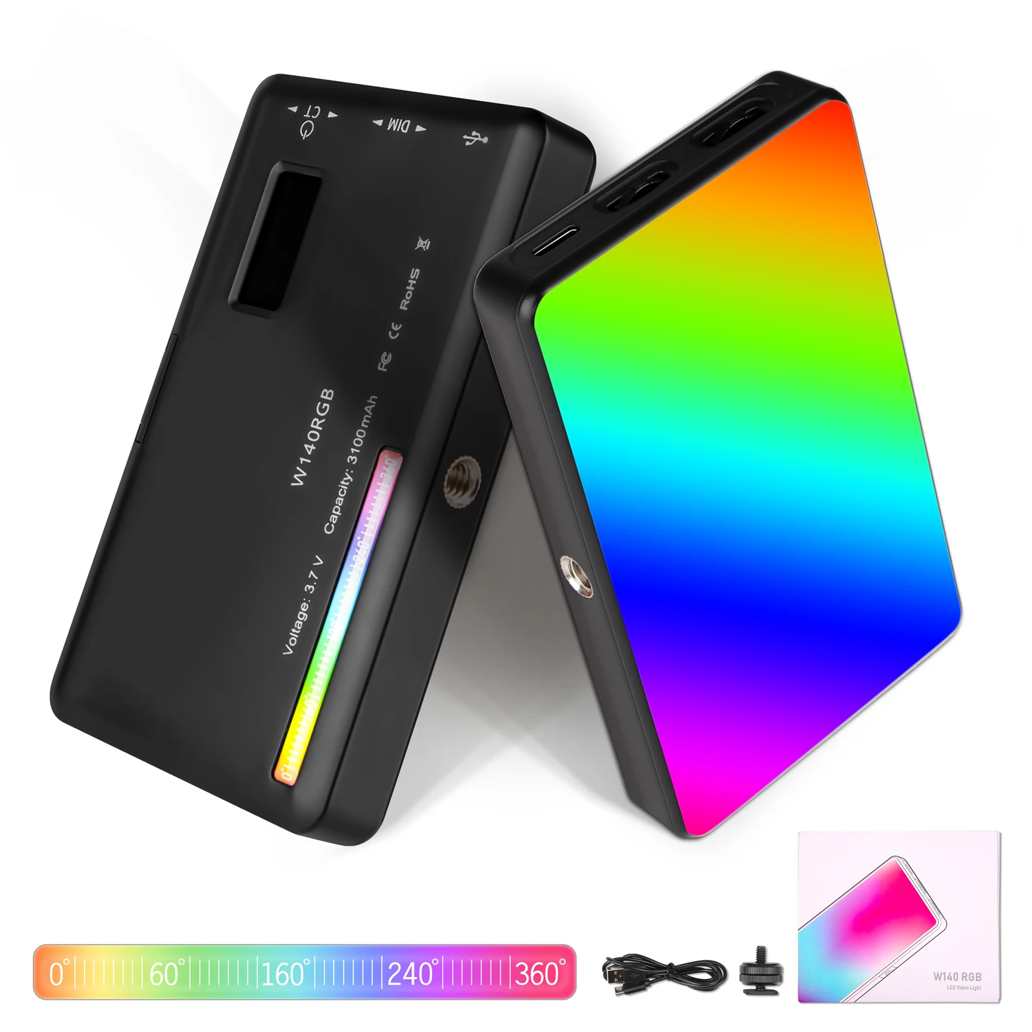Sh Rgb Led Video Panel Fill Light Full Output Camera Light Kit Vlog Youtube Influencer Dimmerabile Bicolore 2500K-9000K Cri 95 +