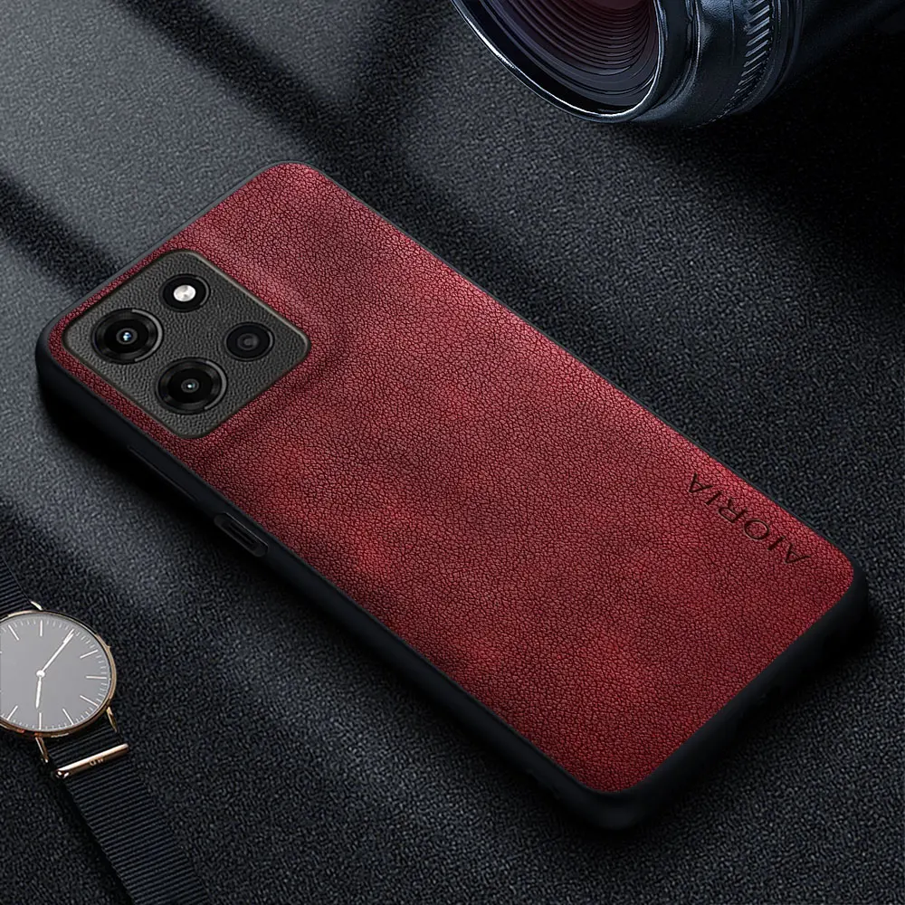 Premium Luxury Leather Phone Cover - Retro Business Style Solid Color Case