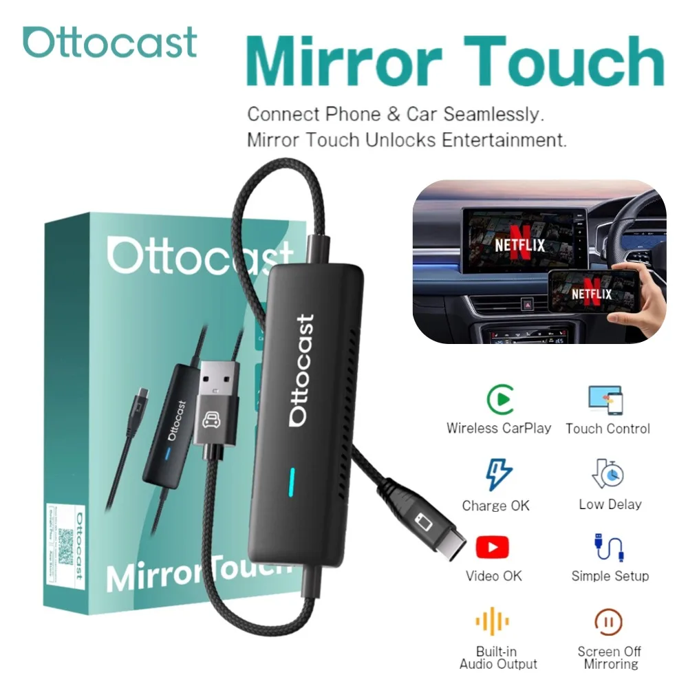 OTTOCAST Mirror Touch Wireless CarPlay & Bi-Directional Phone