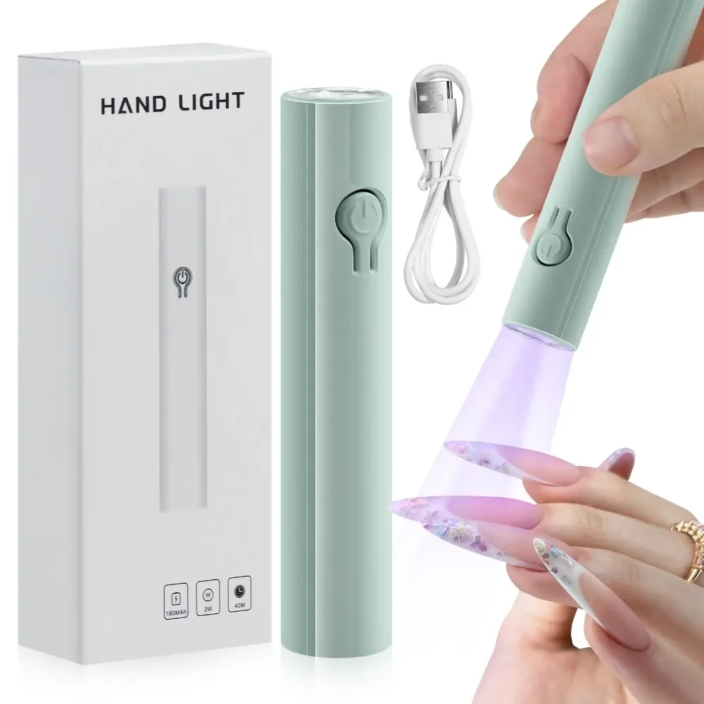 Convenient Nail Curing Handheld UV Light All Gel Polish Quick Dry Handheld Nail Dryer Lamp USB Rechargeable Nail Art Tool Salon
