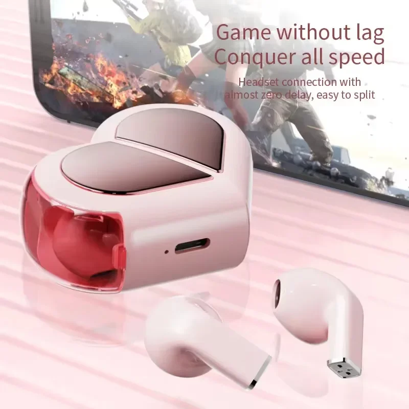 รูปสินค้า หูฟังไร้สายสเตอริโอ Low Latency เคสชาร์จรูปหัวใจ