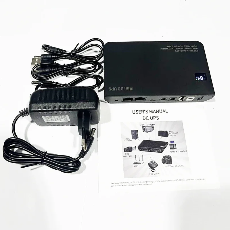DC UPS Battery Backup 10400mAh 9V 12V 2A 15V 24V 1A Output Uninterruptible Power Supply 85‑265V UPS Battery Backup EU Plug