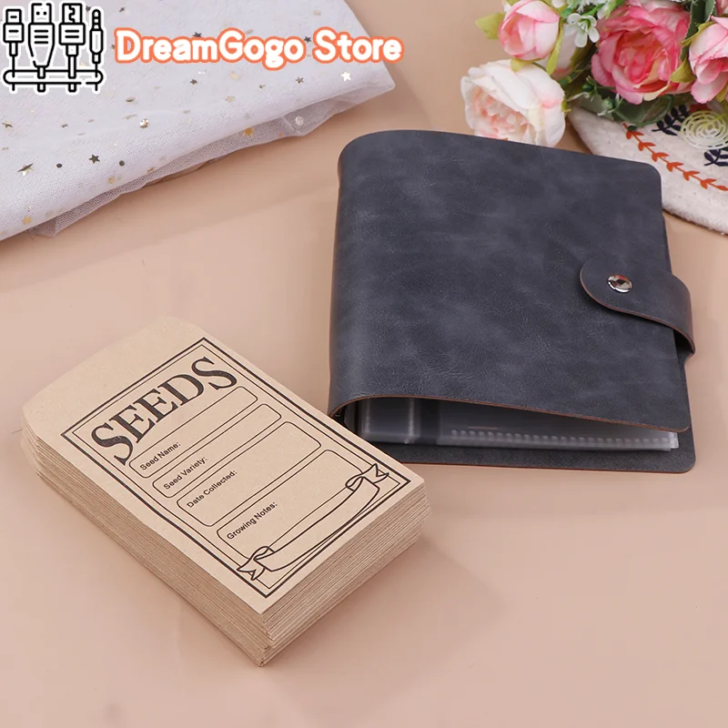1 Set Garden Seeds Storage Organizers Seed Organizer Binder with 50pcs Self-Sealing Seed Envelopes Packet Organizer seed storage envelopes