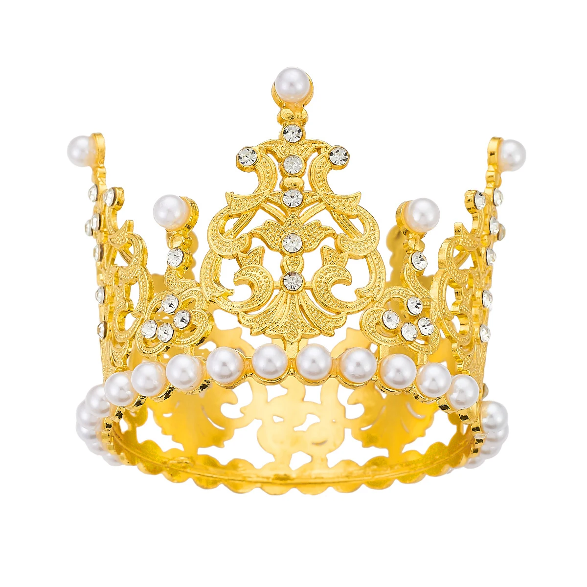 5 Pezzi Topper Per Torta A Corona Oro - Con Perle E Strass - Decorazioni Per Compleanno, Matrimonio E Baby Shower
