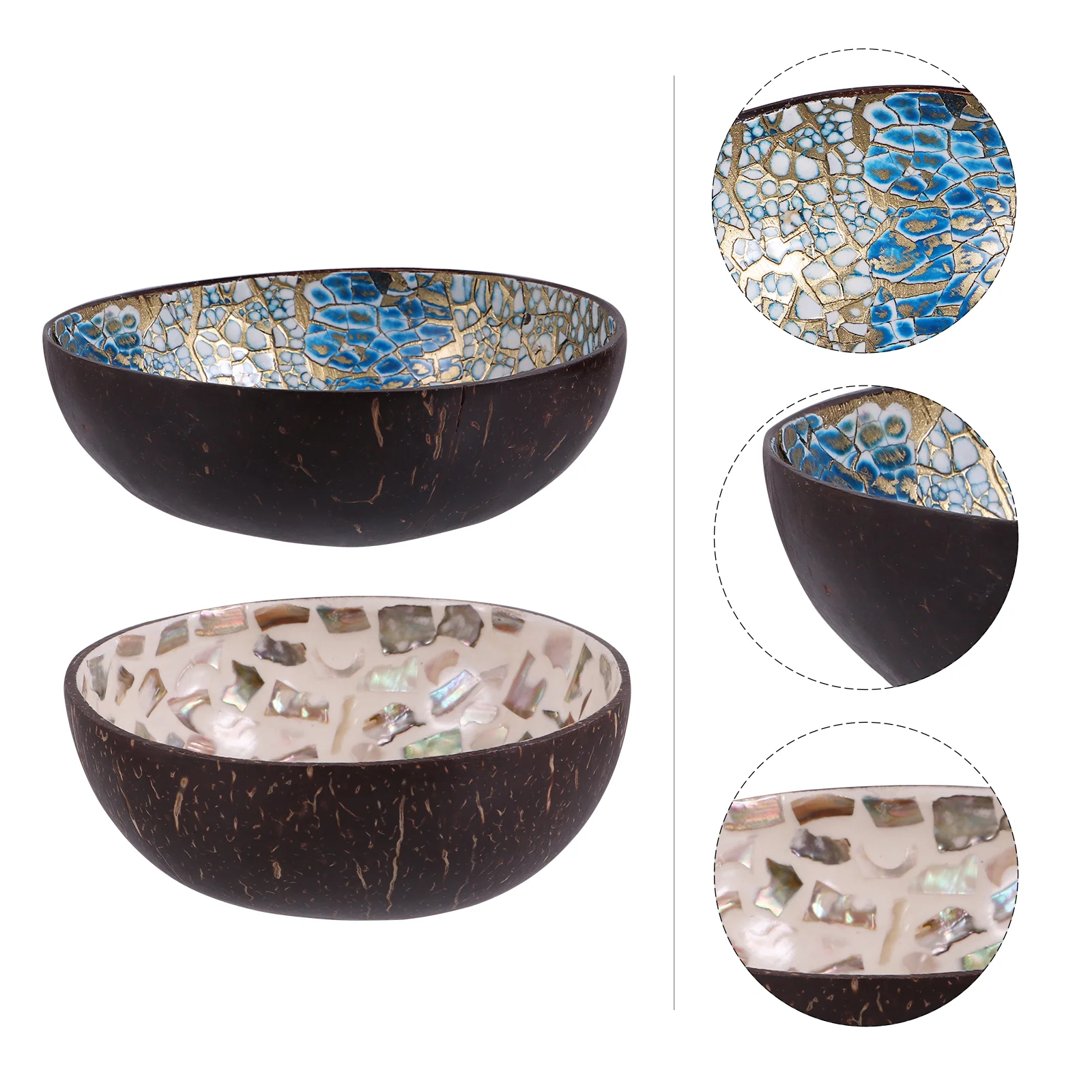 

2pcs Natural Shell Bowl Bowls Organic Salad Candy Snack Container Nuts Holder for Home Kitchen Wood Utensils