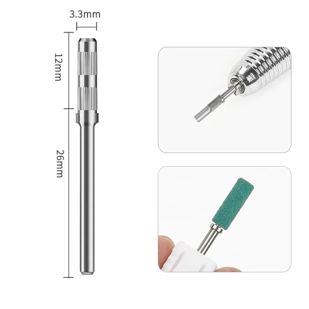 5pcs 3mm Mandrel Bit for Mini Sanding Bands Stainless Steel Bits Electric Manicure Accessories Tool 3