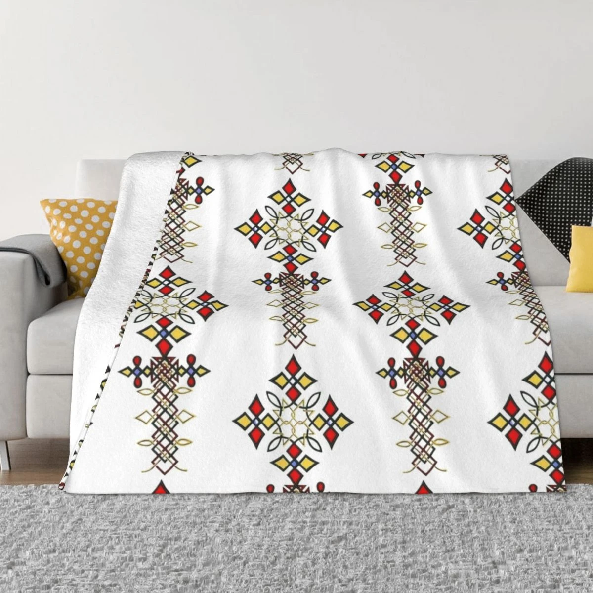 African Art Ethiopian Cross Blanket Flannel All Season Breathable