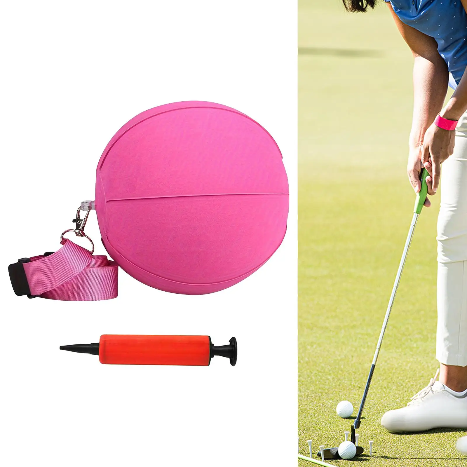 Golf Swing Trainer Ball Golf Posture Correction with Pump Practice Swing Assistant Golf Training Aid for Golfer Men Women