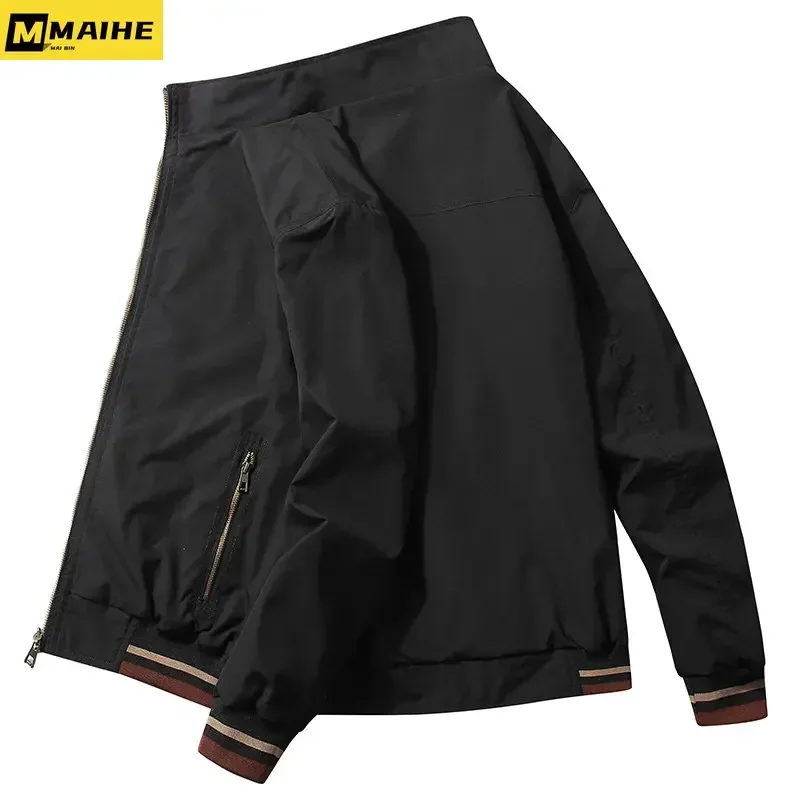 

Men Reversible Jackets Spring Autumn Casual Coats Solid Color Mens Sportswear Stand Collar Slim Jackets Male Bomber Jackets 5XL