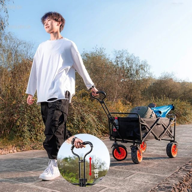 Minimalista Kerti Kocsik Kemping Kocsi Piknik Összecsukható Kerekekkel Hordozható Bevásárló Horgászkocsi Kültéri Tengerparti