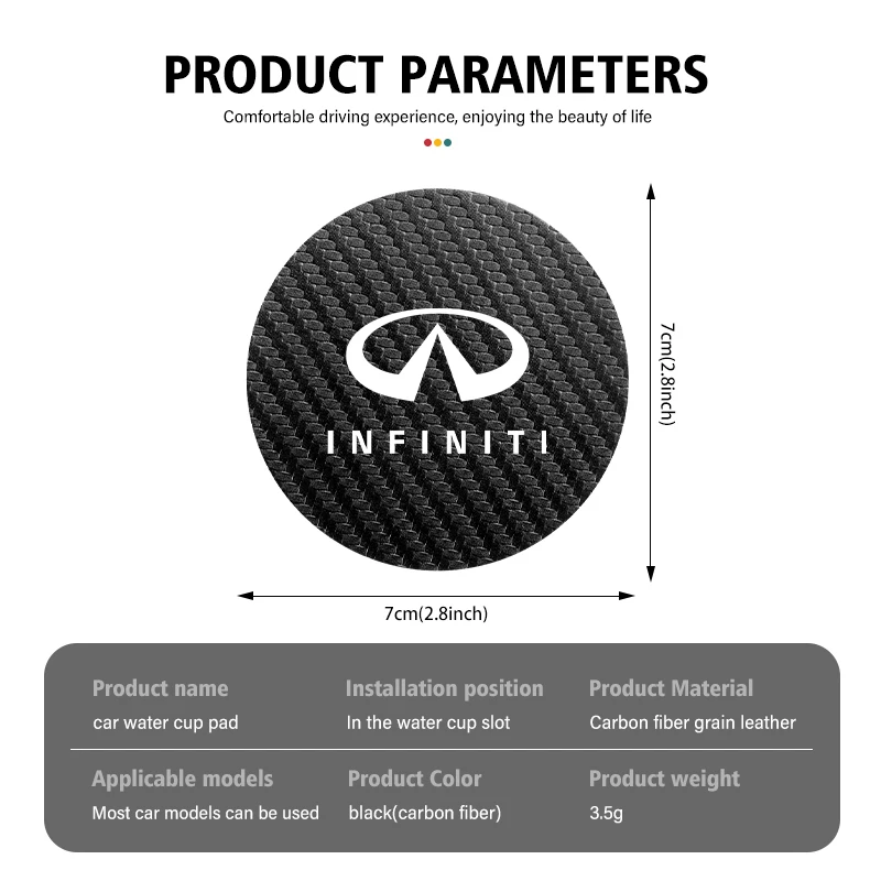 2Pcs Car Non-slip Water Cup Bottle Mat Holder Anti-slip Pads For Infiniti JX35 G25 G37 FX FX37 FX50 EX35 EX25 EX37 ESQ M25 M35