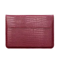 Custom Leather Laptop Sleeve - Personalized Unisex Envelope Pouch (Burgundy 15 inch)