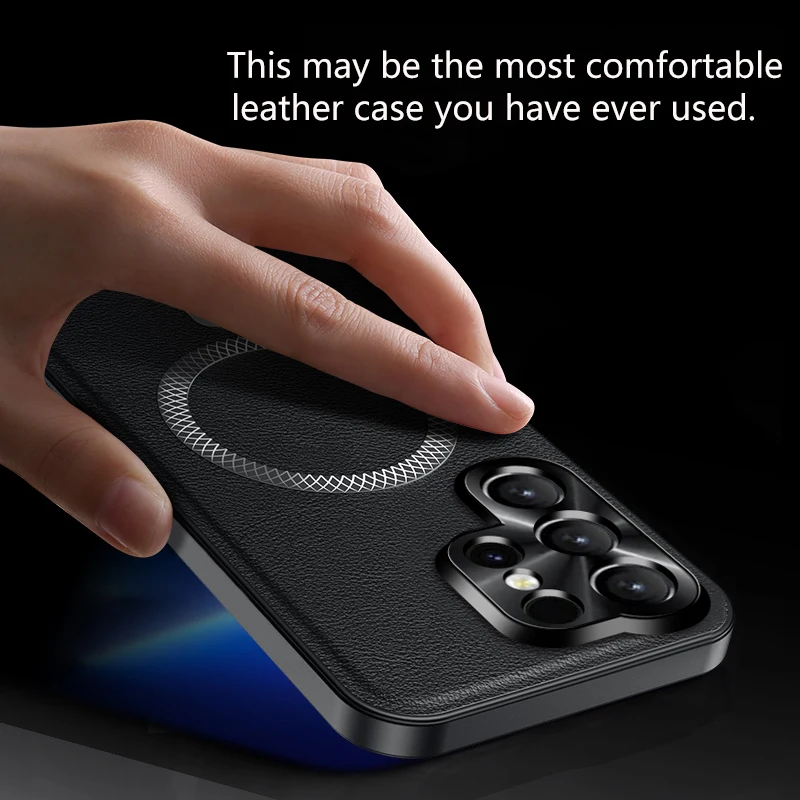 Magnetic Leather Shockproof Camera Protection Case – Premium Smartphone Cover