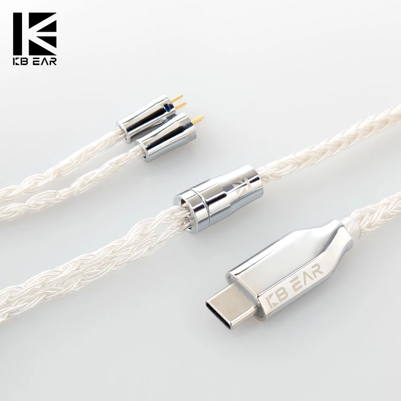 

KBEAR T3 Plus 16-Core Decoding Earphone Audio Cable HiFi with Type-C To MMCX / 2PIN / TFZ Connector 4N Plated Silver Copper Wire