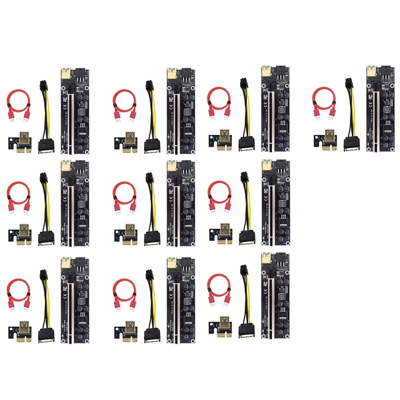 

10 шт., Райзер-карта PCI-E, 009S Plus, PCIE PCI E, расширитель GPU X16, USB 3,0 на 6 контактов, адаптер, переходник для майнинга, для видеокарты