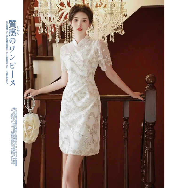 Chinese National Cheongsam Dresses Vintage Silk Qipao Dress - Hanfumodern