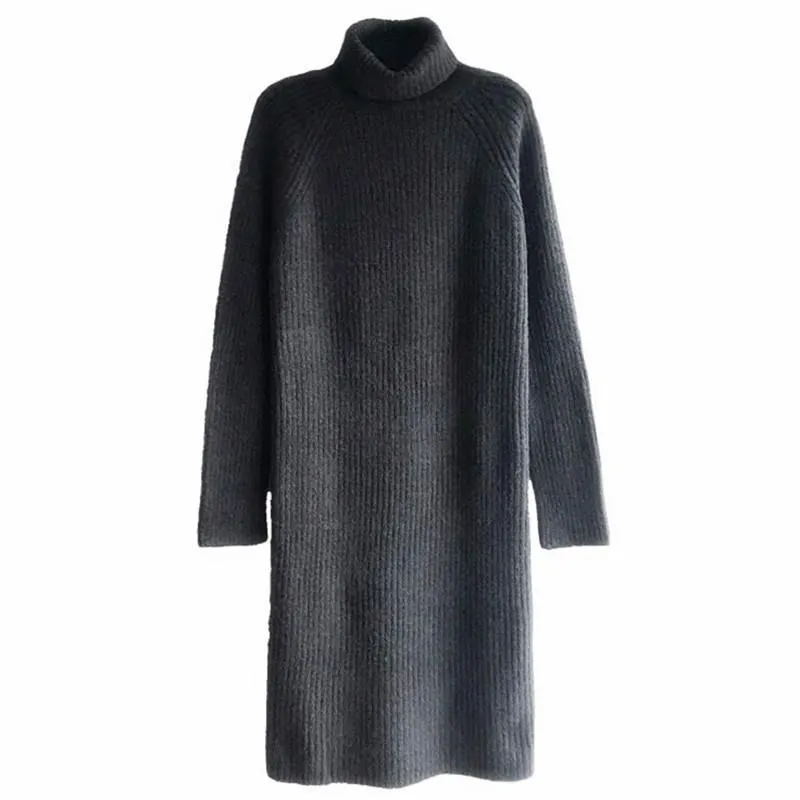 

Turtleneck sweater women's autumn and winter mid-length loose 2022 new Korean version knitted bottoming dress women's thick coat