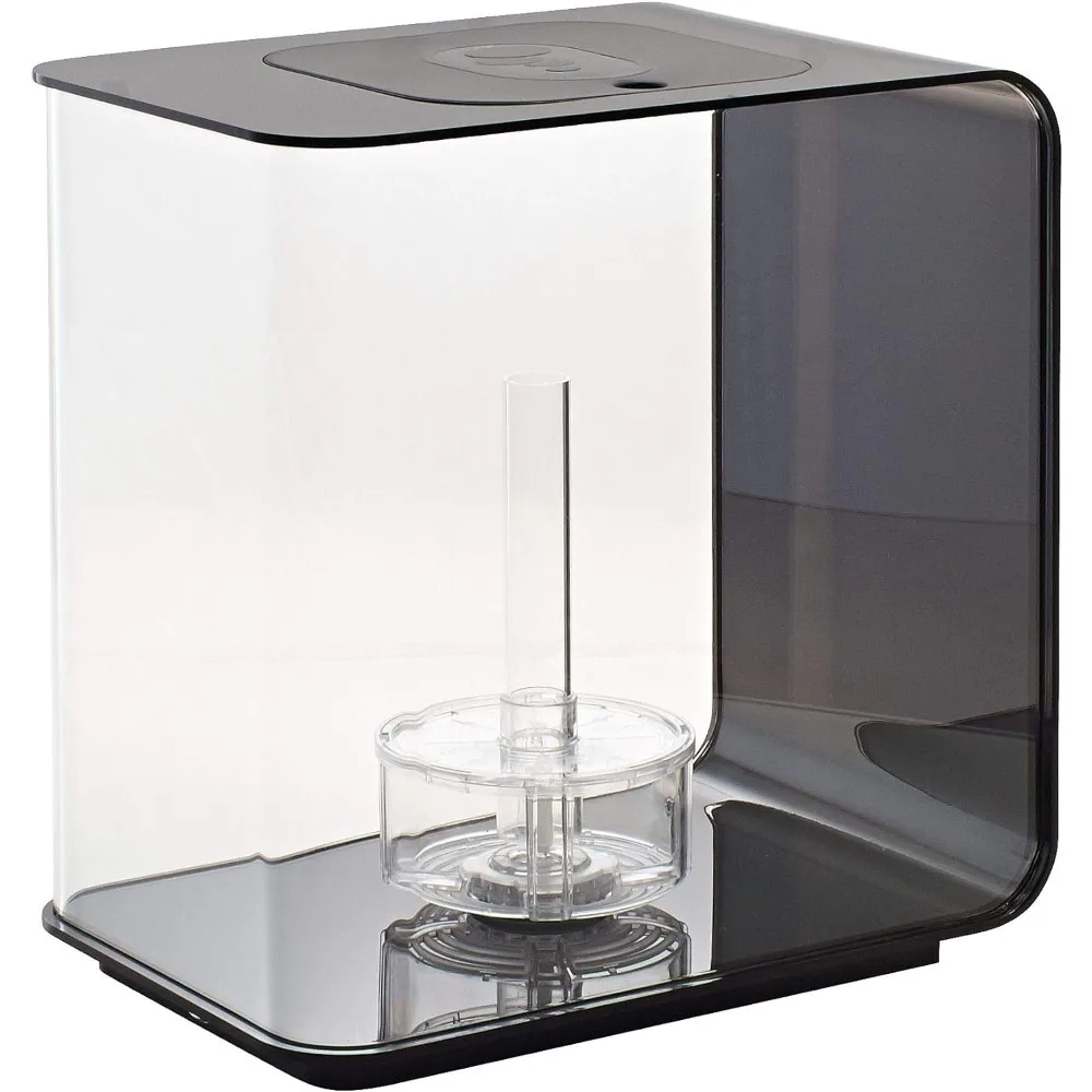 

15 Acrylic 4-Gallon Aquarium with White LED Lights Modern Compact Tank for Tabletop or Desktop Display, Black,Pet Products