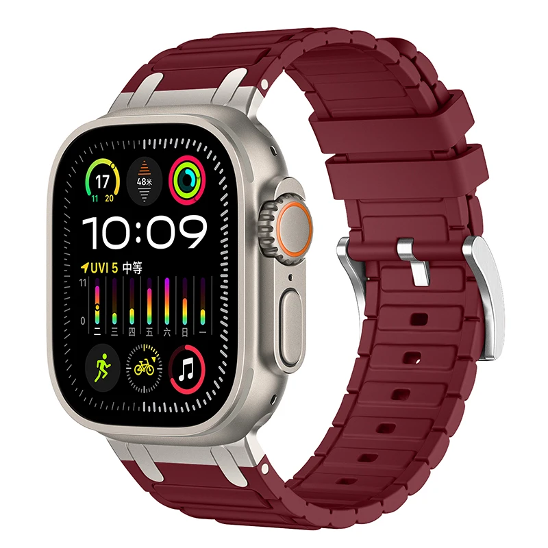 Enhanced Silicone Strap with Modified Metal Integration for Smartwatch Wristbands
