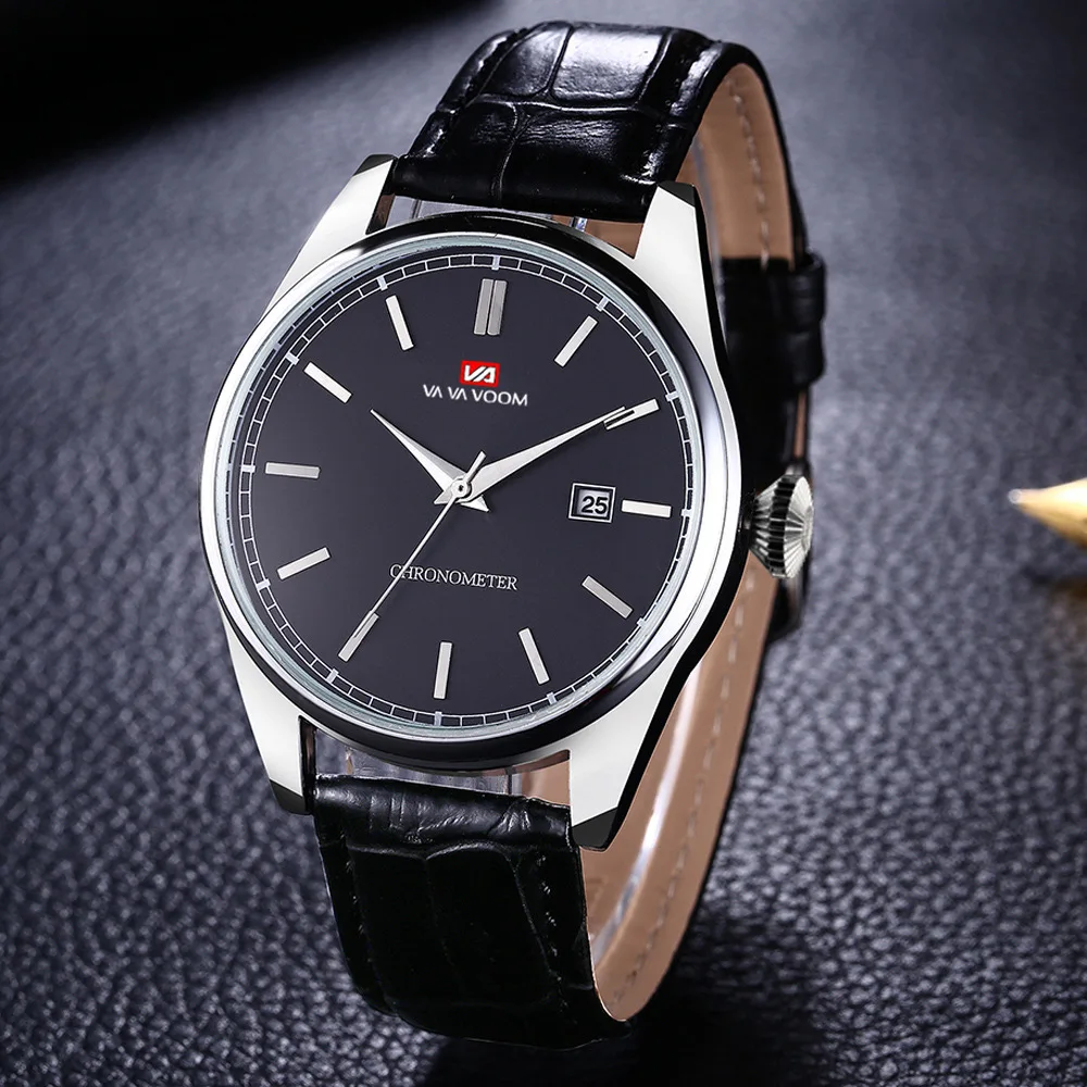 

Men Wrist Watch Minimalist Style Large Dial Watches Leather Band Quartz Wristwatch Reloj de los hombres