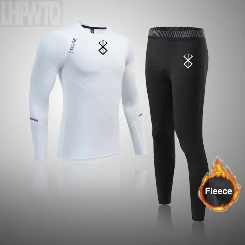 Winter Skin Thermal Underwear Sets Men Compression Long Sleeve Shirt Fleece Warm Sports Ski Base Layer Underwear Base Layer