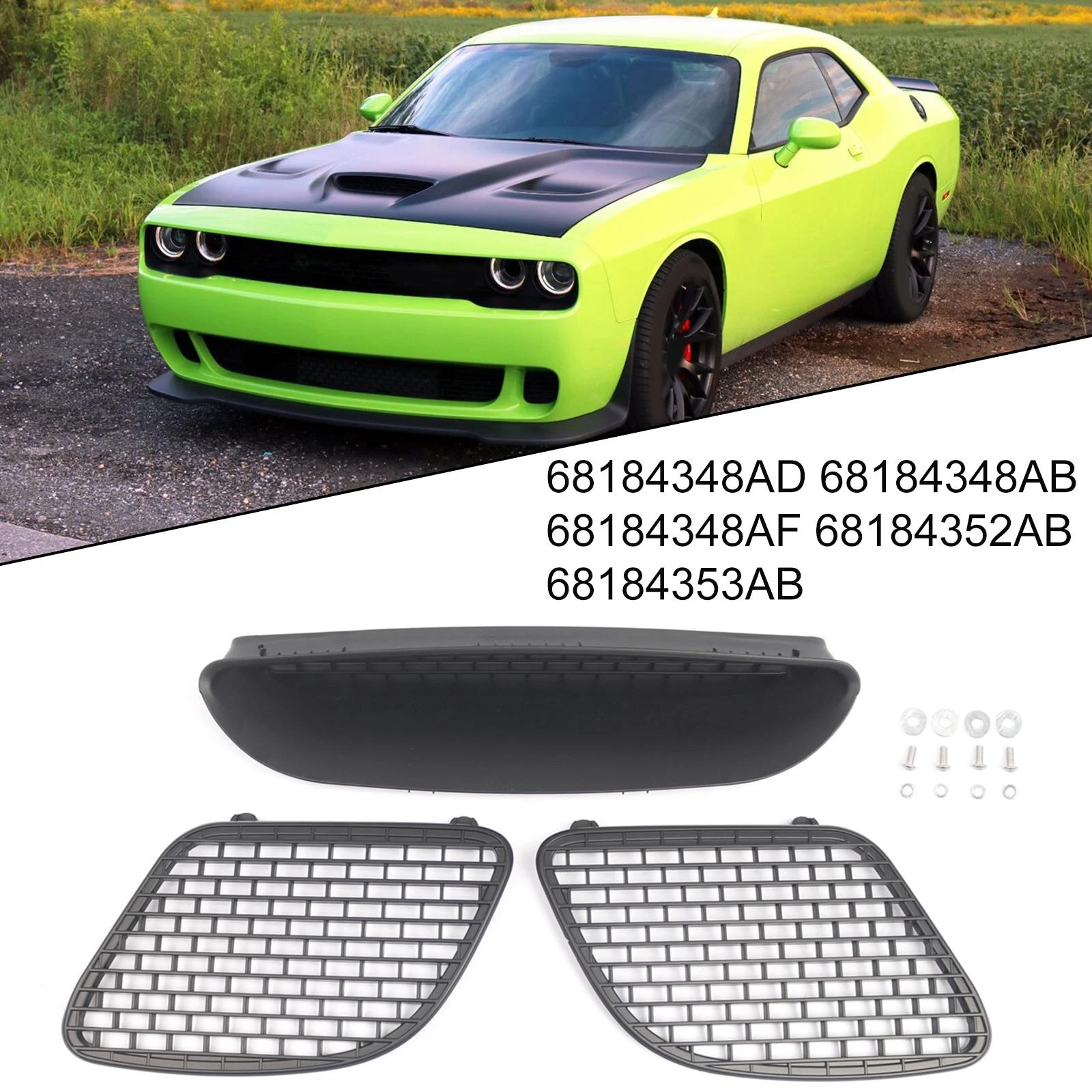 챌린저 R/T SRT 헬캣 2015-2018용 자동차 후드 베젤 통풍 커버 68184348AD 68184348AB 외부 부품