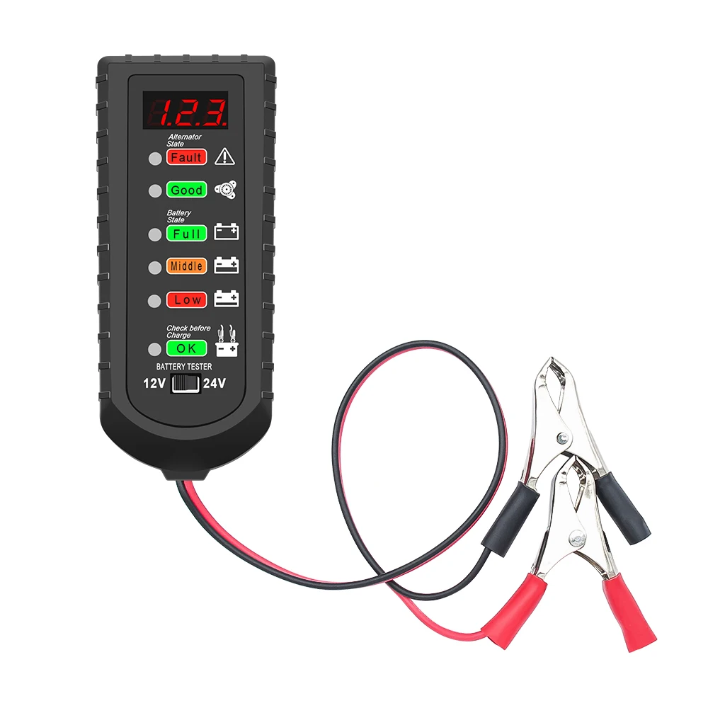 12V 24V Car Battery Tester Alternator Tester LED Display Automotive Battery Checker Analyzer Auto Repair Multifunctional
