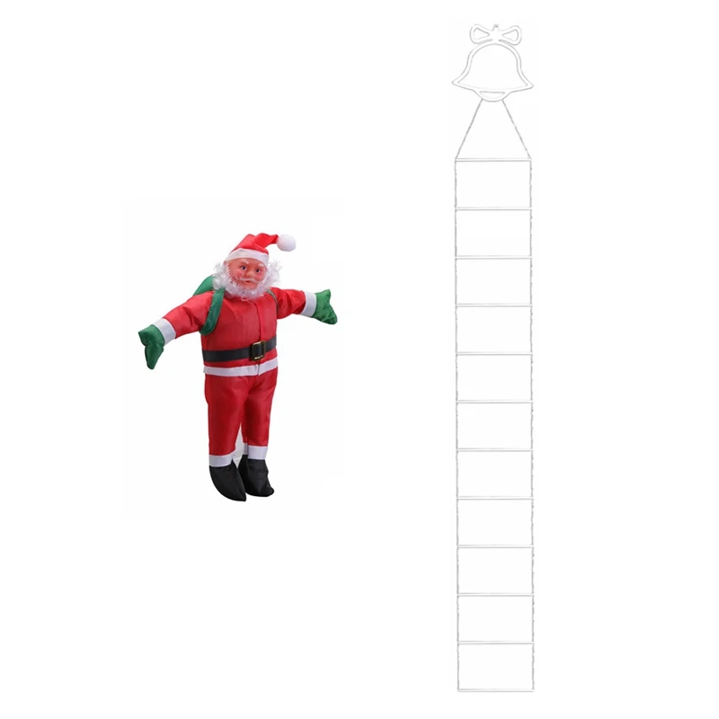 

Santa Claus Light Strings Climbing The Ladder Christmas Wall Window Pendant Xmas Tree Party Ornaments Outdoor Yard Decor