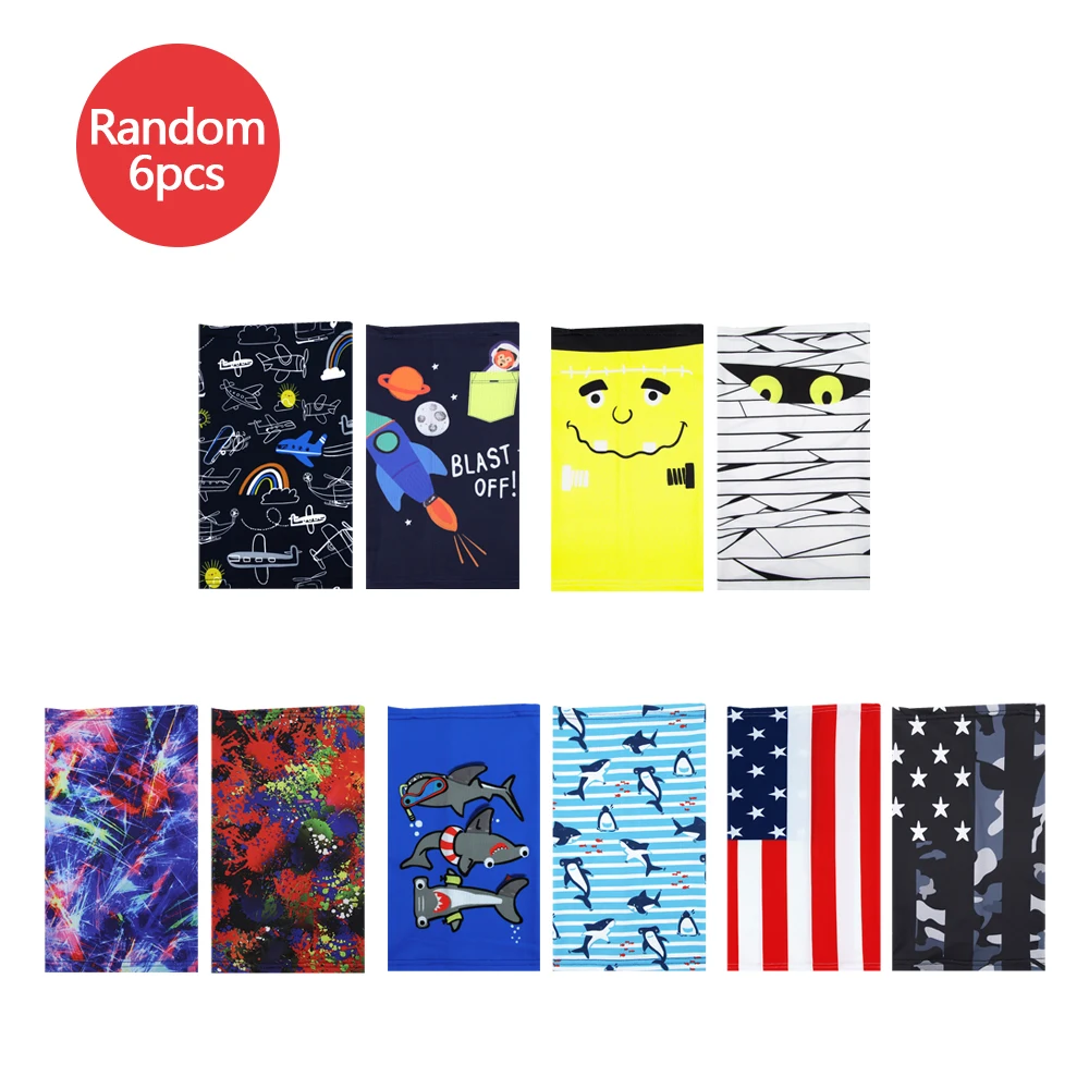 Random 6PCS Cute autumn and winter scarf for boys, windproof, warm and multi-functional