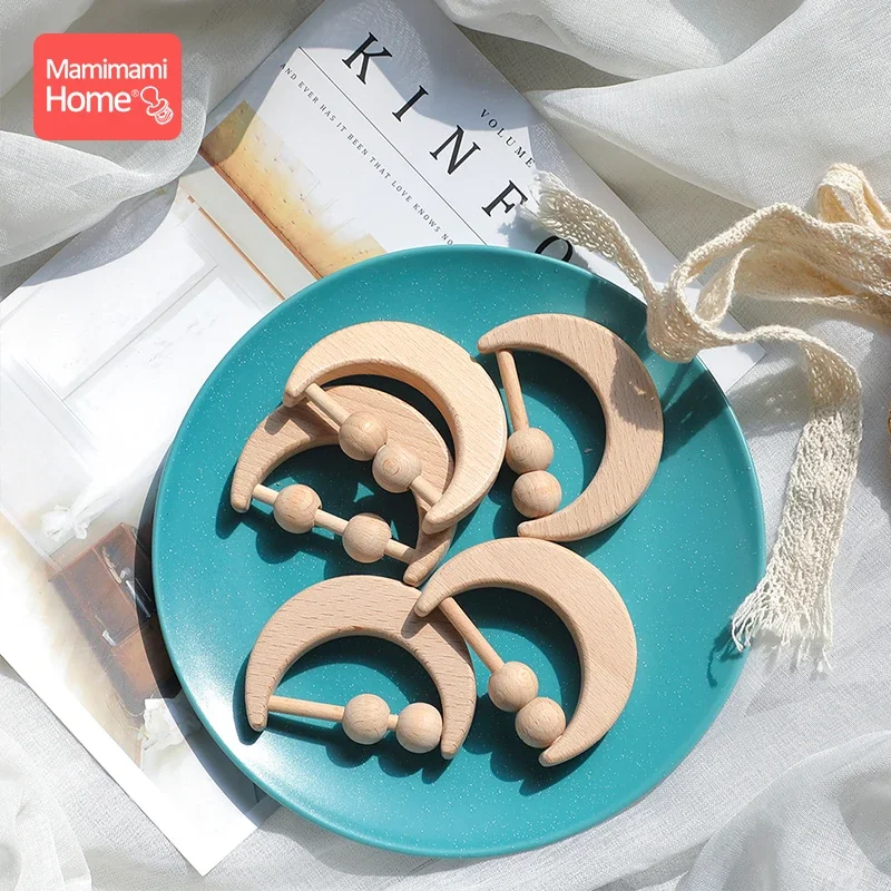 Beech Baby Teether Toys Bear Hand Teething Baby Rattles Wood Ring Cartoon Car Play Gym Montessori Stroller Toy Educational Toys - 6
