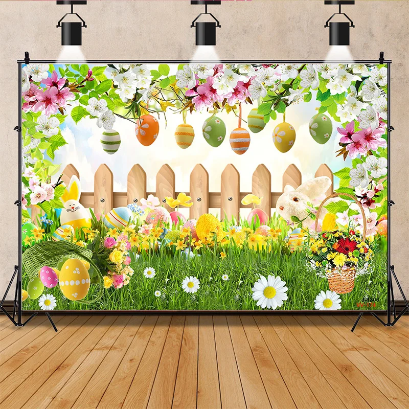 

SHENGYONGBAO Easter Day Egg Photography Backdrops Prop Texas Anniversary Party Smash Cake Rabbit Spring Flowers Background AL-14