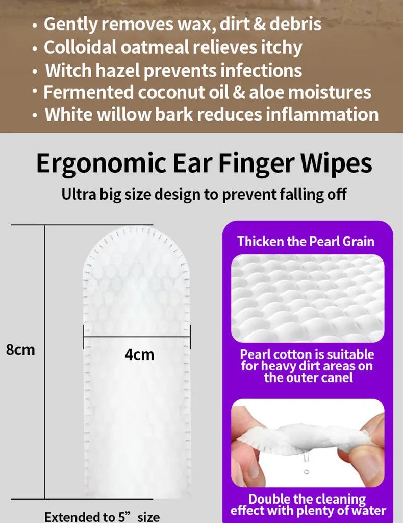 Description Picture 3 of item50pcs/can Pet Ear Cleaning Wipes Disposable Ear Care Finger Cover Convenient And Dirty Hand Ear Mite Ear Mite And Dogs Cleaning