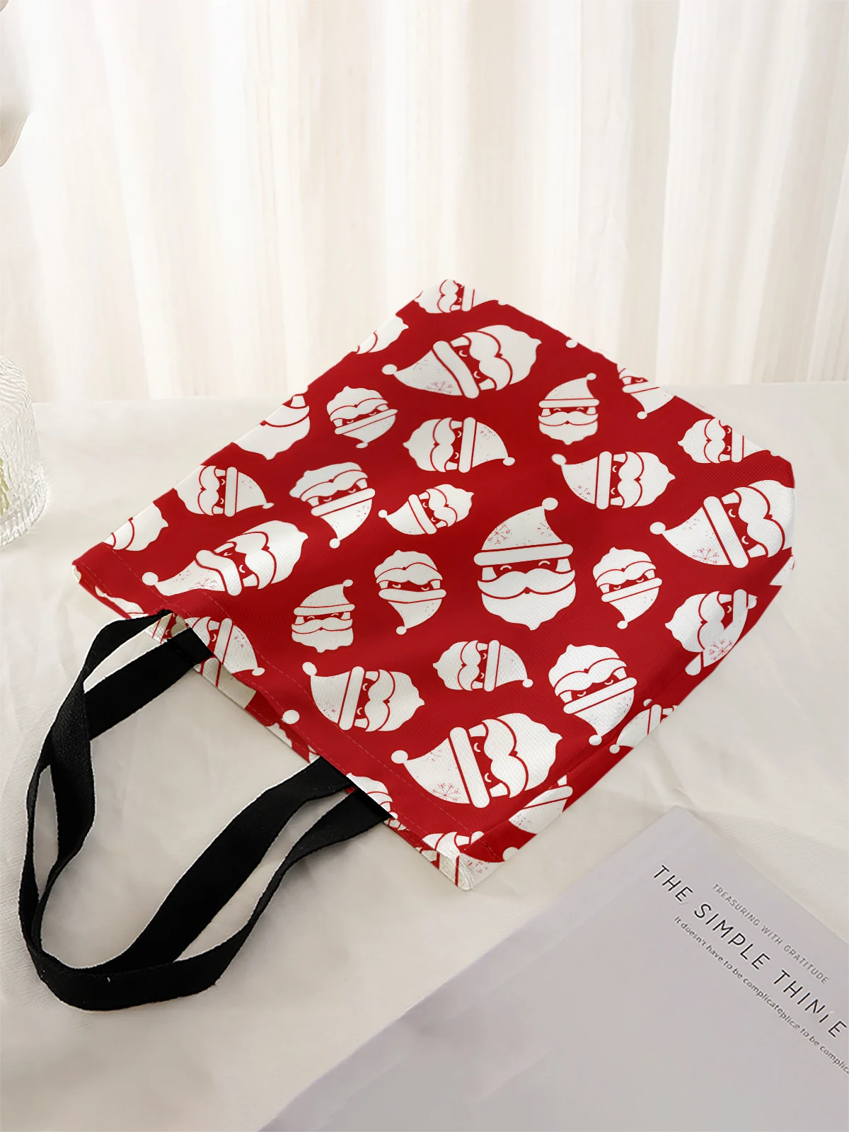 Christmas themed printed casual handbag, reusable fashionable backpack, multifunctional handbag, canvas shopping bag