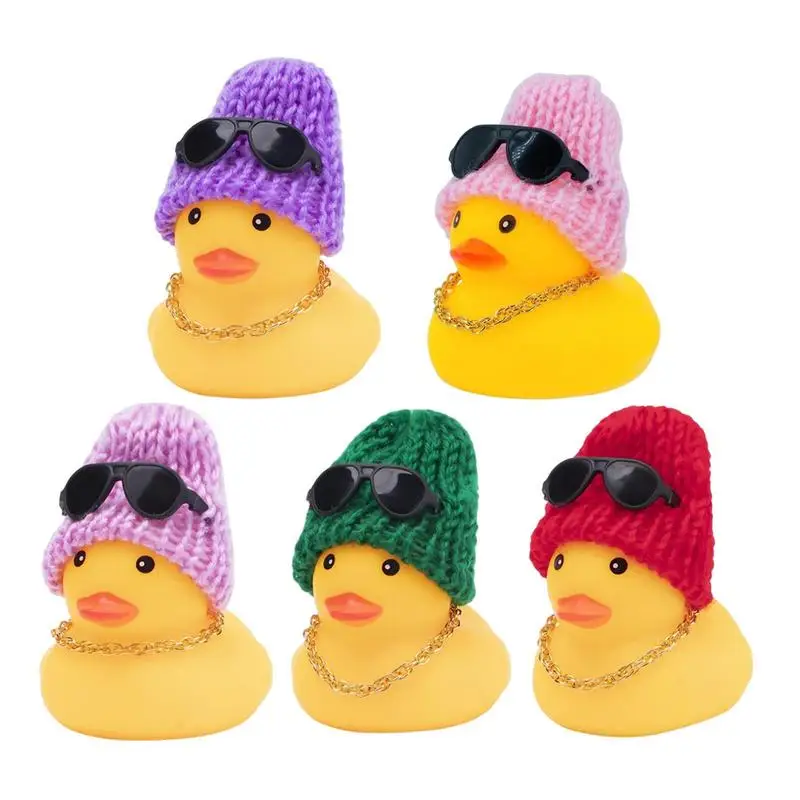 

Car Dashboard Duck Decoration With Hat Necklace Versatile Decoration Option Adorable Rubber Ducks Car Interior Ornaments