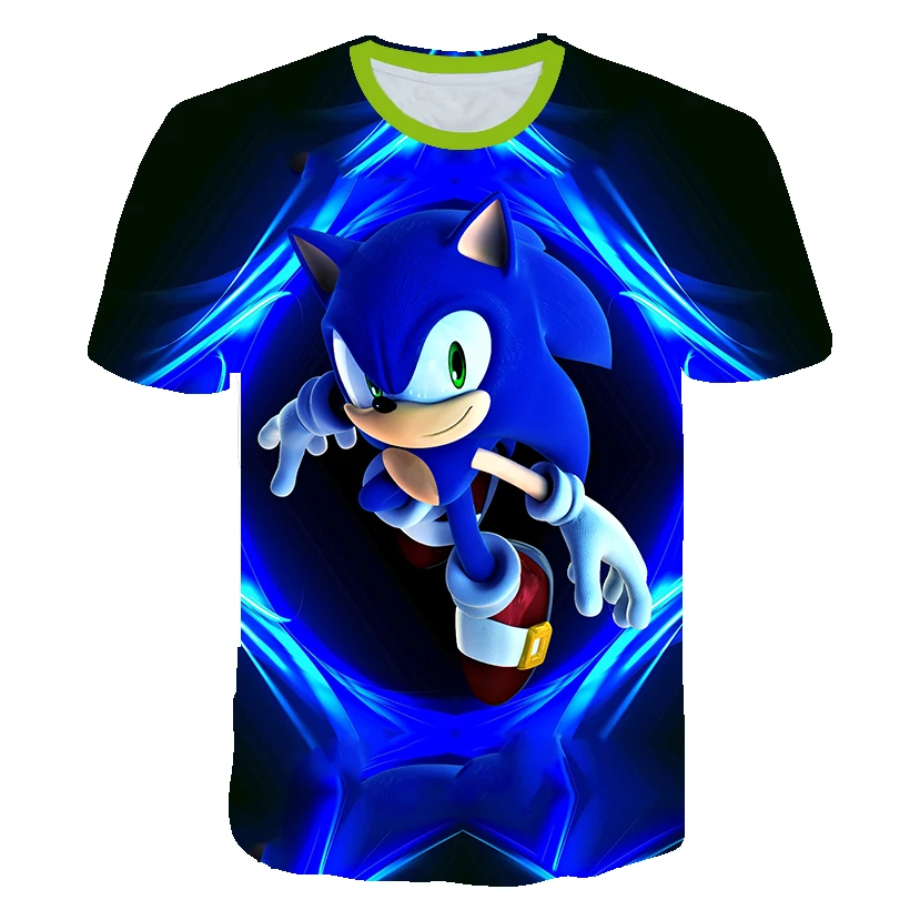 Summer Boy Anime Short Sleeve Sonic 3D Print T Shirts Children's Homewear Tee Daily Casual Tops 3-14Y Kids' Boys Sporty T-shirt 5