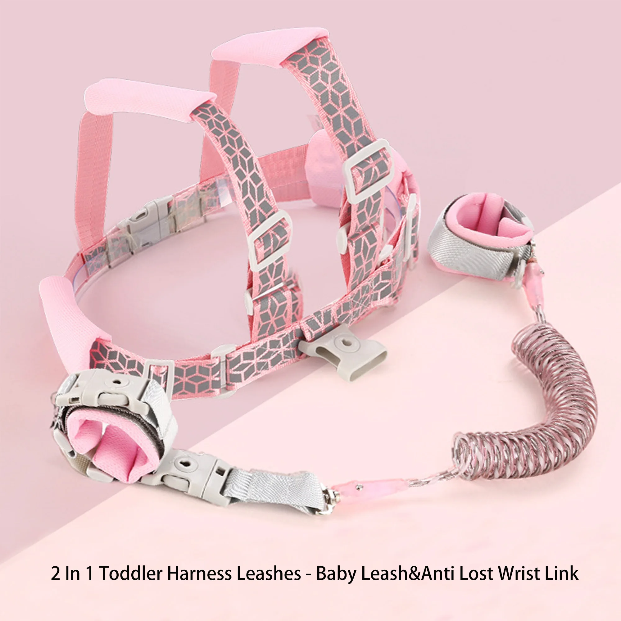 2 In 1 Toddler Harness Leashes,Reflective Harnesses with Anti Lost Wrist Link for 1-8 Years Children Walking Safety Harness.