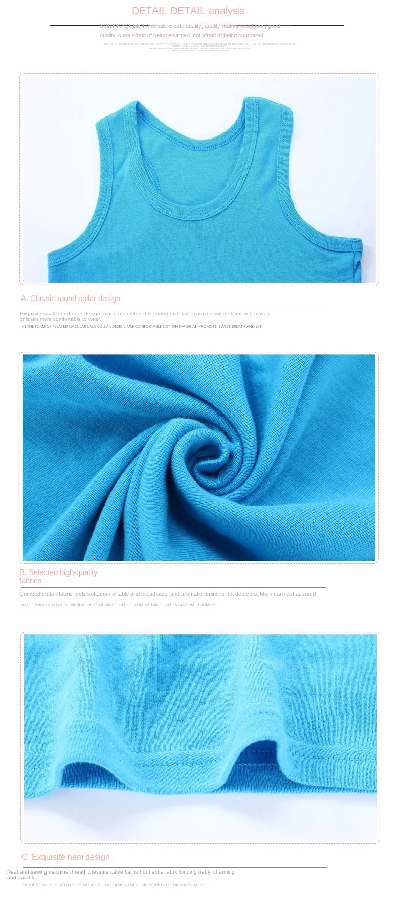 Soft Cotton Kids Vest Tops Summer Tank Tees for Boys and Girls