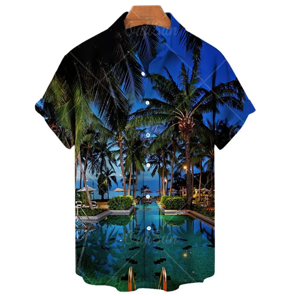 Men's Hawaiian shirts Summer beach vacation shirt Unisex men and women's daily clothing Fashion casual outdoor short sleeved top