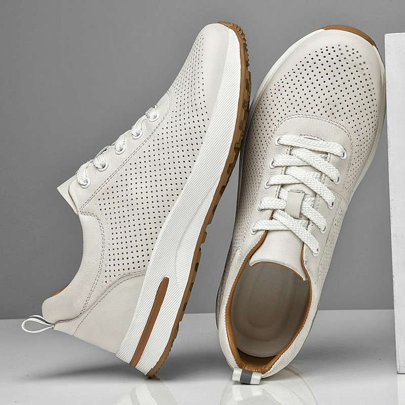 Genuine Leather Casual Shoes for Men New Lace-up Sneakers Versatile Male Skateboard Footwear Breathable Sports Shoes Trainers