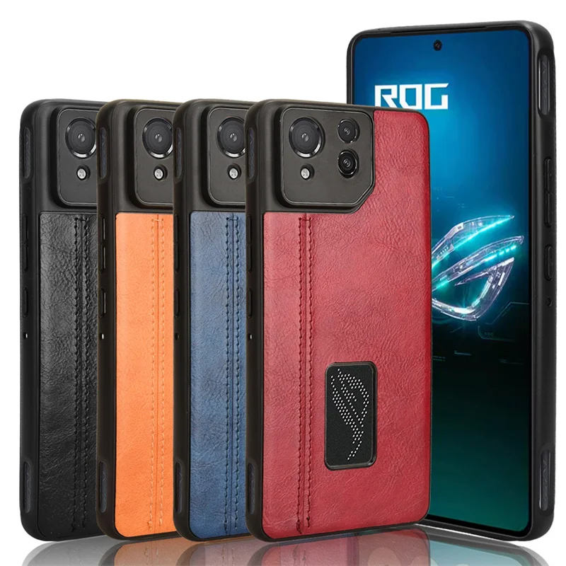 Per Asus Rog Phone 8 Pro Luxury Calfskin Pu Leather Lines Cover Posteriore Rigida Custodia Antiurto Per Asus Rog Phone 8 Phone Case