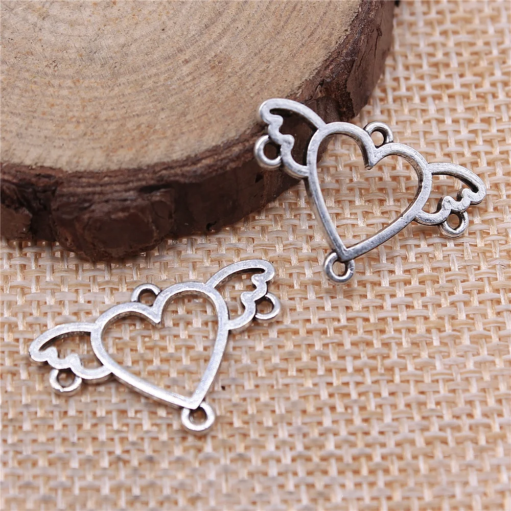 WYSIWYG 10pcs 24x16mm 윙 하트 귀걸이 커넥터 펜던트 귀걸이 커넥터 펜던트 매력 귀걸이 결과